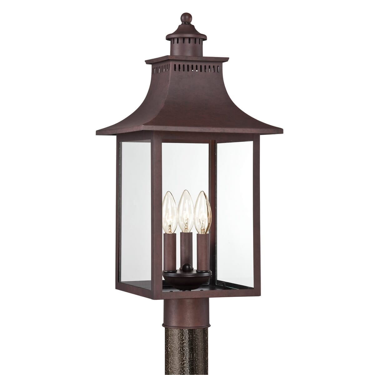 Quoizel Chancellor 3-Light 10" Outdoor Post Light in Copper Bronze