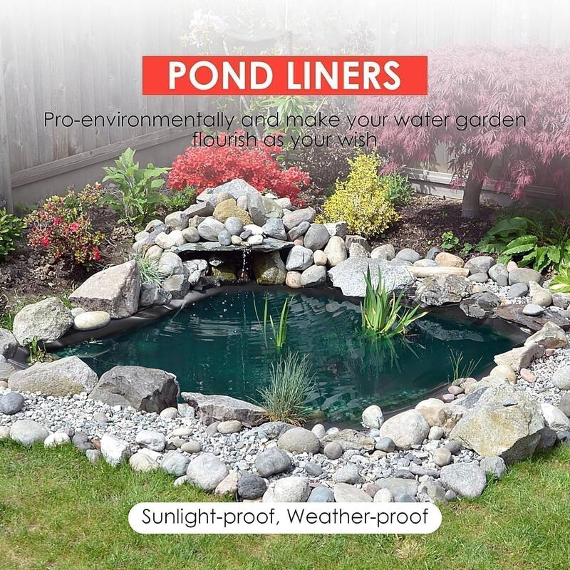 10x10 ft 45 Mil Thickness EPDM Pond Liner, Waterproof Sheet for Outdoor Ponds, Waterfall, Pool, Fountain, Garden