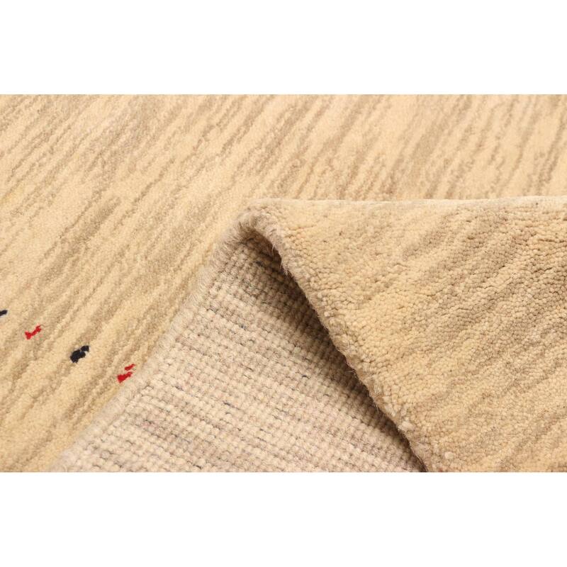 ECARPETGALLERY Hand Loomed Kashkuli Gabbeh Beige Wool Rug - 4'11 x 7'10