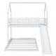 preview thumbnail 23 of 25, Twin over Full House Bunk Kids Bed with Slide, Built-in Ladder & Full-Length Guardrail for Bedroom, No Box Spring Needed, Grey