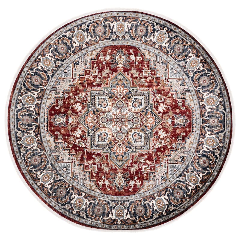 Lauren Ralph Lauren Asumi Transitional Rug - 6'7" Round - Red/Navy