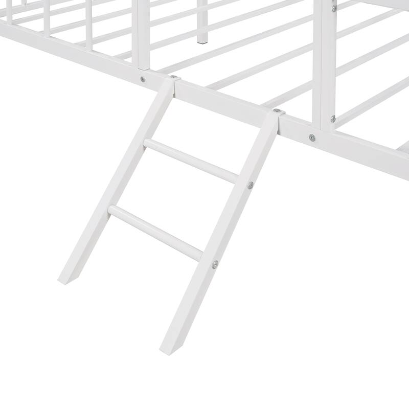 Metal House Bed Frame with Slatted Support No Box Spring Needed White