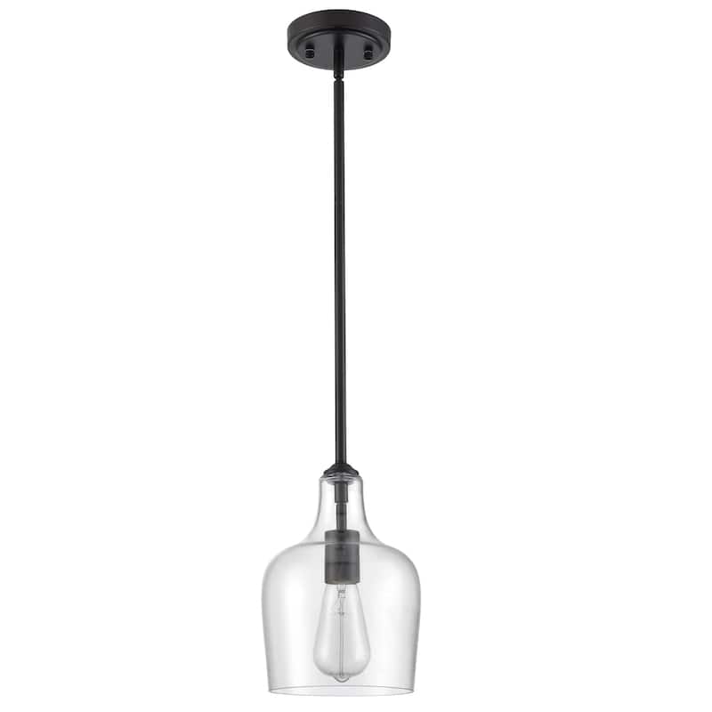 Rieti Modern Rod-Hung Pendant Light w/ Clear Glass Shade, 1-Light