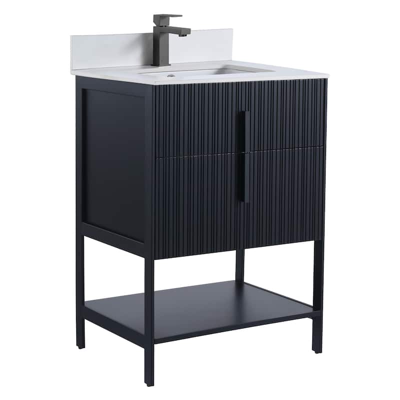 Fine Fixtures Serenity Modern Bathroom Vanity with White Stone Top