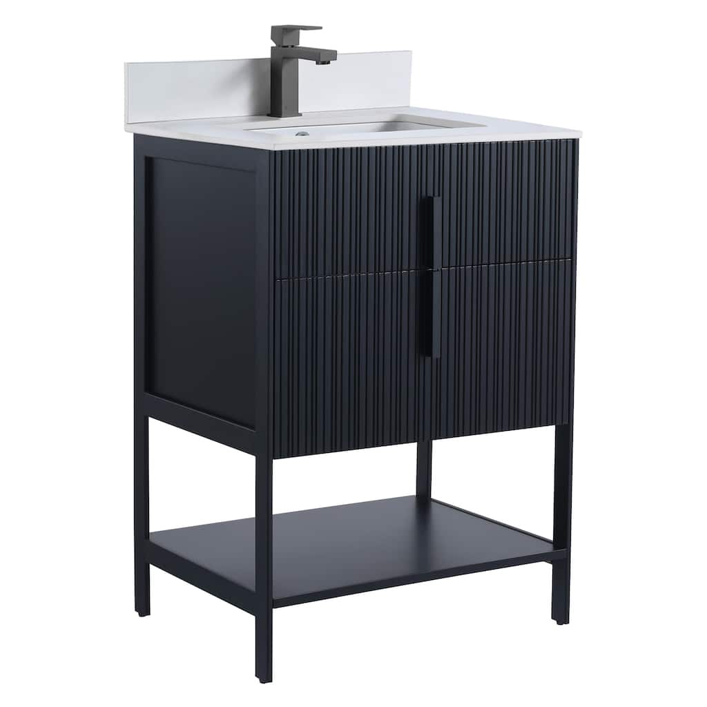 Fine Fixtures Serenity Modern Bathroom Vanity with White Stone Top