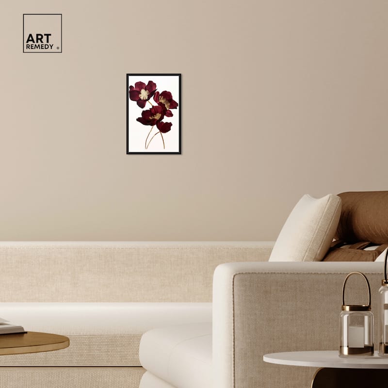 Art Remedy Wine Flowers Framed Floral Fine 1 Piece Canvas Wall Art