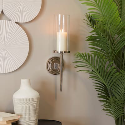 Contemporary Aluminum Metal Wall Sconce with Glass Holder - Silver, Gold, Black