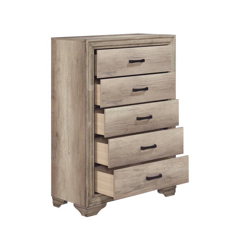 Chest of 5 Drawers w Black Hardware Bedroom Furniture