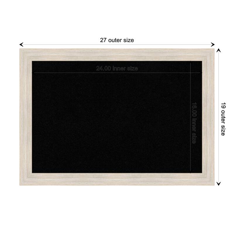 Hardwood White Wash Narrow Wood Framed Black Corkboard Bulletin Board - Board Size 24x16
