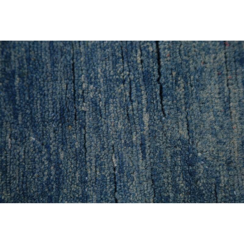 Blue Modern Gabbeh Oriental Rug Handmade Wool Carpet - 4'9" x 6'8"