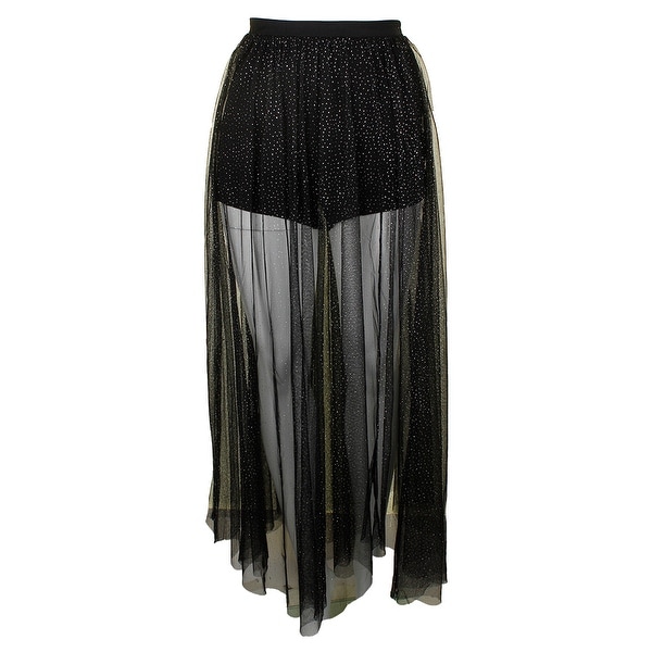 black mesh maxi skirt