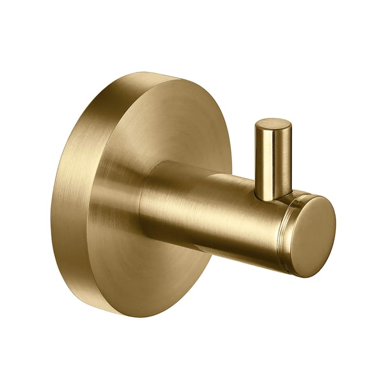Circular Bathroom Towel and Robe Hook - Brushed Brass