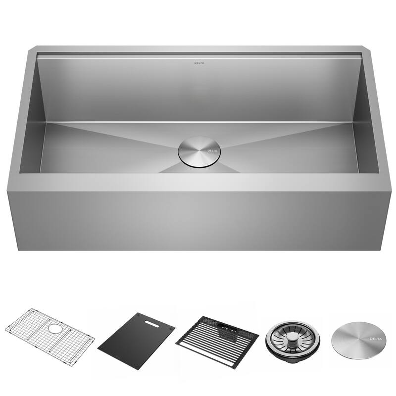 Delta 95C9031-36S Rivet 36” Workstation Farmhouse Apron Front Kitchen - Stainless Steel