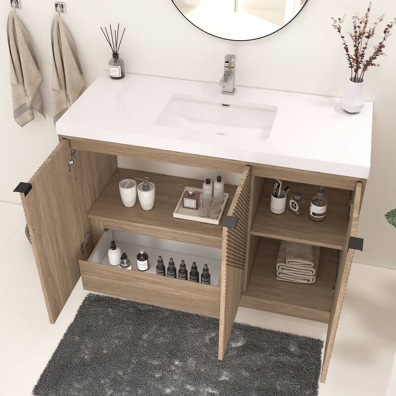 Milano 48" Freestanding Bathroom Vanity with White Acrylic Sink