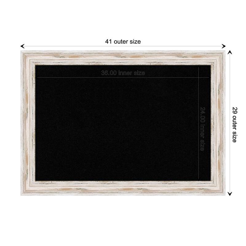 Alexandria White Wash Wood Framed Black Corkboard Bulletin Board, Organization Board, Pin Board - Board Size 36x24