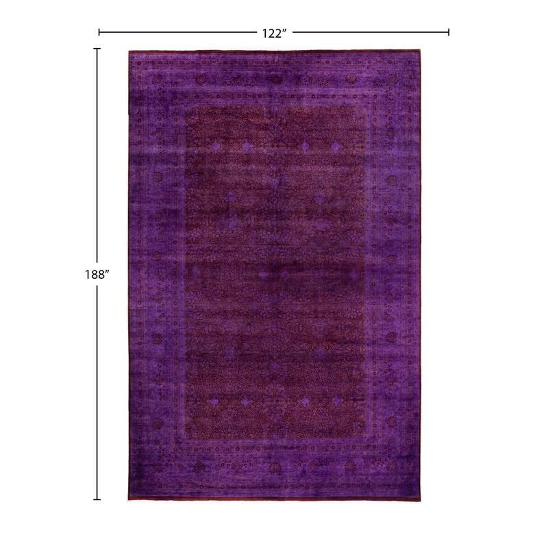 Overdyed One-of-a-Kind Hand-Knotted Area Rug - Purple - 10' 2" x 15' 8"