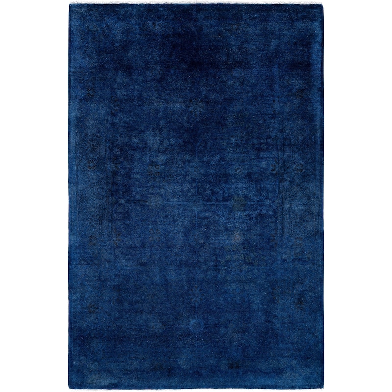 Overdyed One-of-a-Kind Hand-Knotted Area Rug - Blue - 4' 2" x 6' 6"