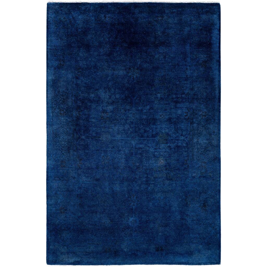 Overdyed One-of-a-Kind Hand-Knotted Area Rug - Blue - 4' 2" x 6' 6"