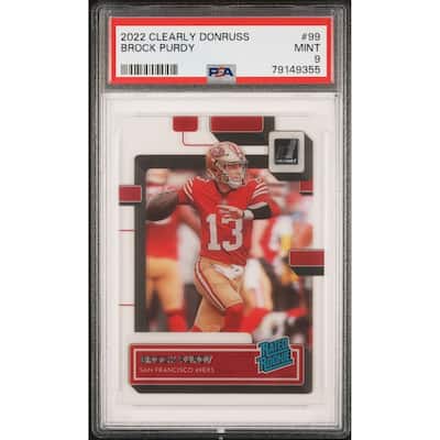 Brock Purdy 2022 Panini Clearly Donruss Rookie Card #99 Graded PSA 9 - 8'6" x 11'6"