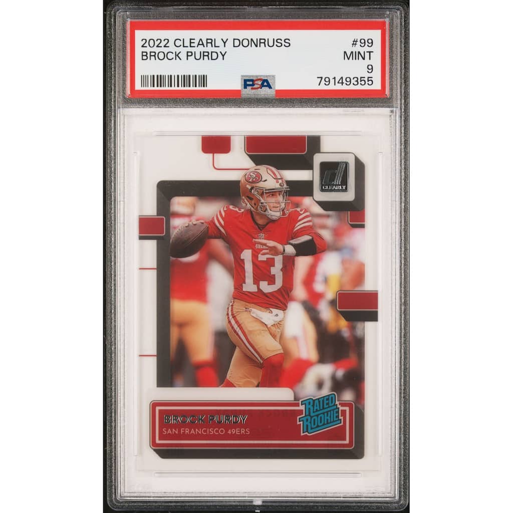 Brock Purdy 2022 Panini Clearly Donruss Rookie Card #99 Graded PSA 9 - 8'6" x 11'6"