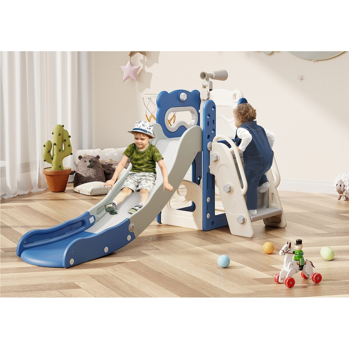 Toddler Slide, 6 in 1 Kids Indoor Slide for Toddlers 1-3