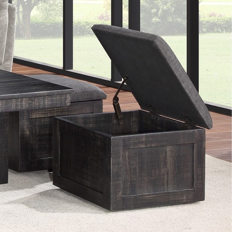 Wood Coffee Table Set with Storage Stools
