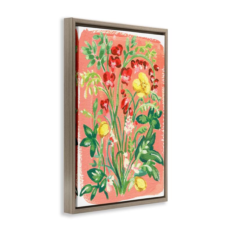 Stupell Peachy Flower Arrangement Framed Floater Canvas Wall Art Design By Hannah Moren