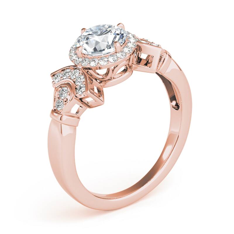 Auriya 14k Rose Gold Lab Grown Round Diamond Halo Engagement Ring 0.50 to 5.00 ct. tw. (F-G VS)