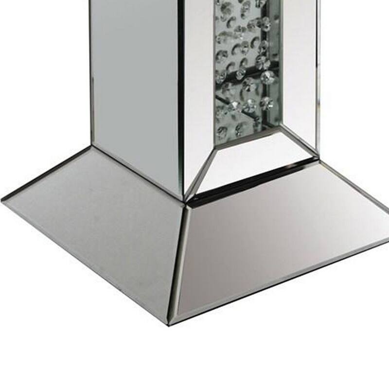 12 in. Silver Square Glass End Table, Sturdy Build End Side Table for Living Rooms