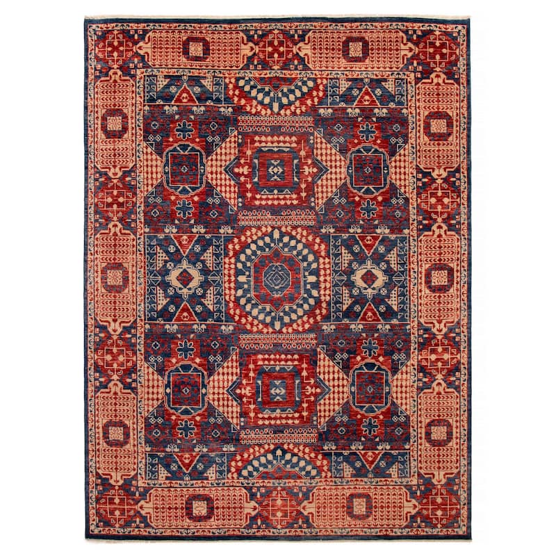 ECARPETGALLERY Hand-knotted Mamluk Navy, Red Wool Rug - 9' x 12' - Navy/ Red - 9' x 12'