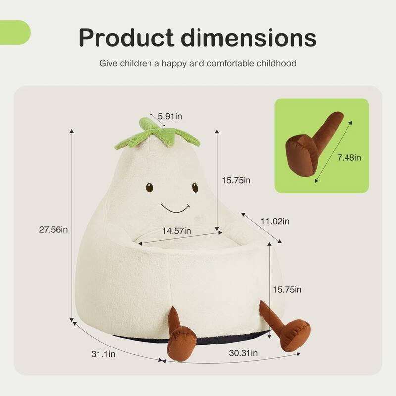 Kids Eggplant Bean Bag Chair and Crash Pad Lounger Seat for Gaming, Reading and Watching TV for Toddlers and Children's Rooms