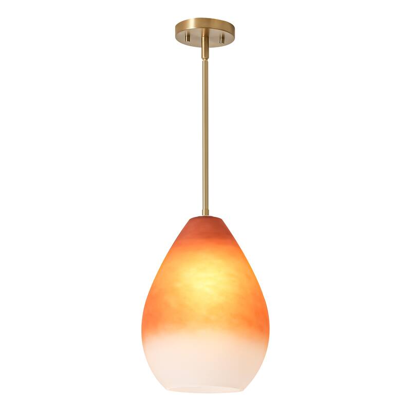 1-Light Boho Brass & Hand-Blown Glass Pendant Light for Bedroom or Dining Room - 1 Light