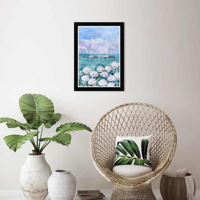 Wynwood Studio Blue Water Front Sails Framed Beachfront Coastal Prints