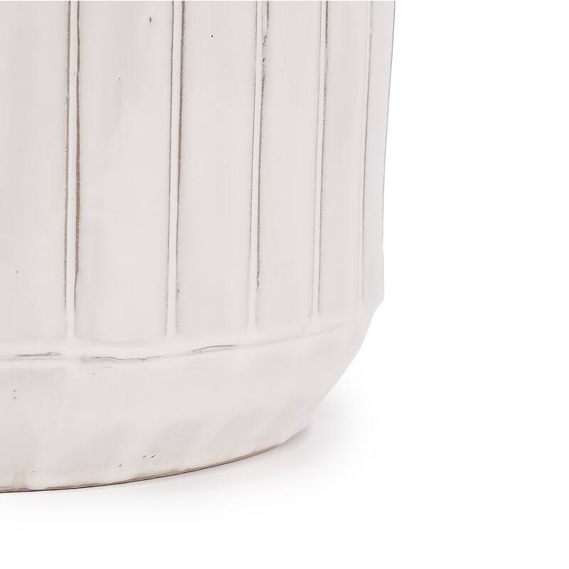 Set of 4 Handmade Ceramic Pots for Succulents with Vertical Grooves