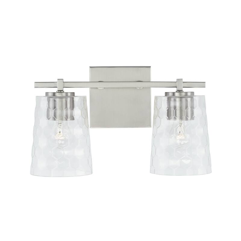 2-light 14.5-inch Bath/ Vanity Fixture w/ Clear Honeycomb Glass