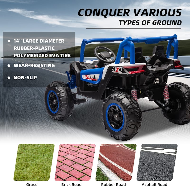 24V 2seater Side by Side 4x4 Ride on Off-Road Truck with Parent Remote Control and two safety belts