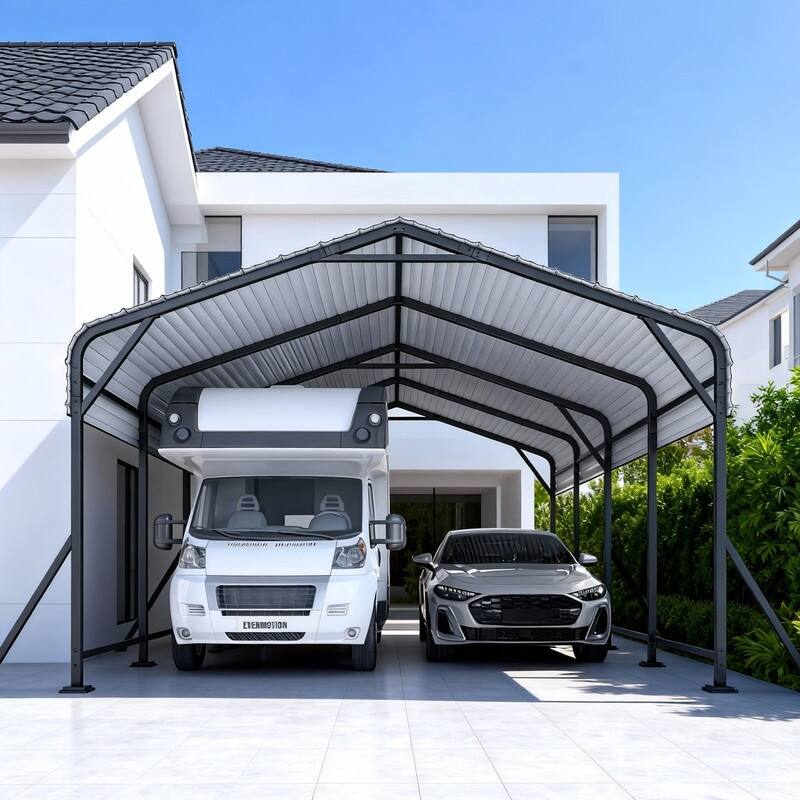 EROMMY Heavy Duty Metal Carport with Extra Support Poles, UV & Waterproof Car Canopy for Outdoor Vehicle Shelter