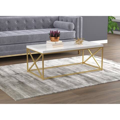 Coffee Table 44L Marble Gold Metal - 44' x 22' x 17'