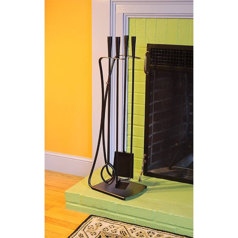 Achla Designs Modern Park Avenue Fireplace Set of 4 Tools, 32.5 Inch Tall