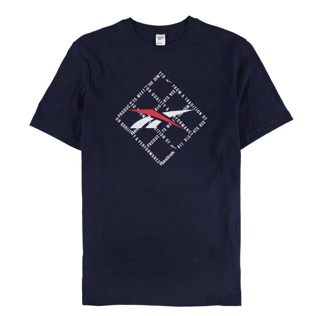 Reebok Mens Logo Graphic T-Shirt, blueredwhite, M, Blue, Medium