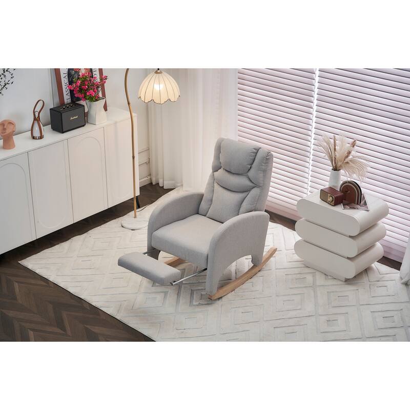 Fabric Upholstered Nursery Rocking Chair with Adjustable Footrest