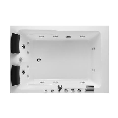Acrylic 71" X 47" Rectangle Alcove Whirlpool Bathtub - 16 Water Jets - Right Side Drain