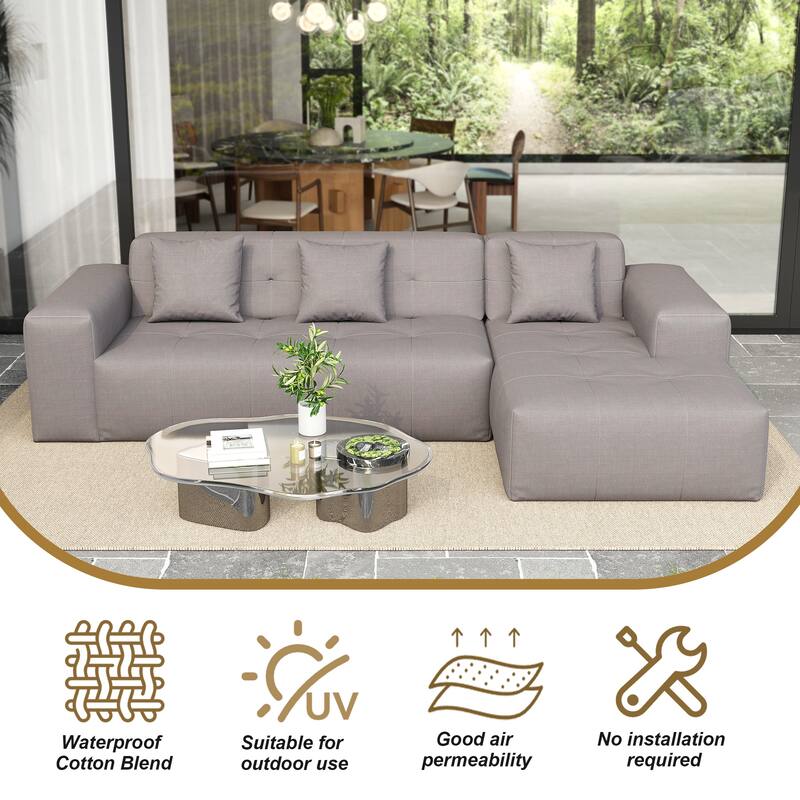 Outdoor Upholstered Chaise Modular Sectional Sofa Set