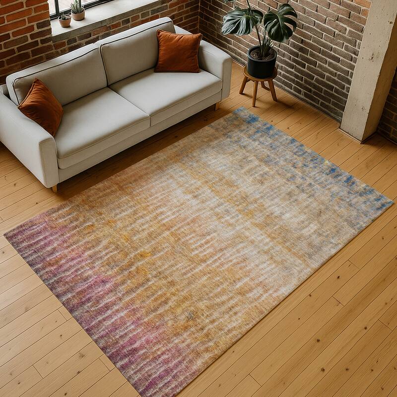 Machine Washable Indoor/ Outdoor Contemporary Ombre Chantille Rug