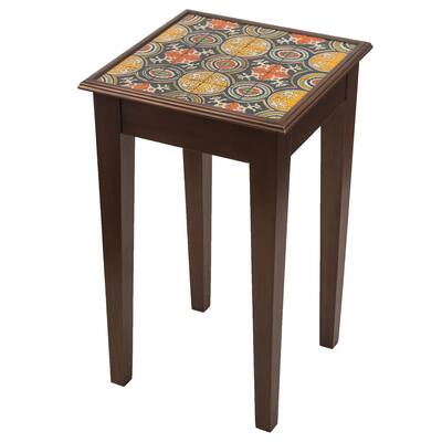 Novica Handmade Dominican Heritage Reverse-Painted Glass Accent Table