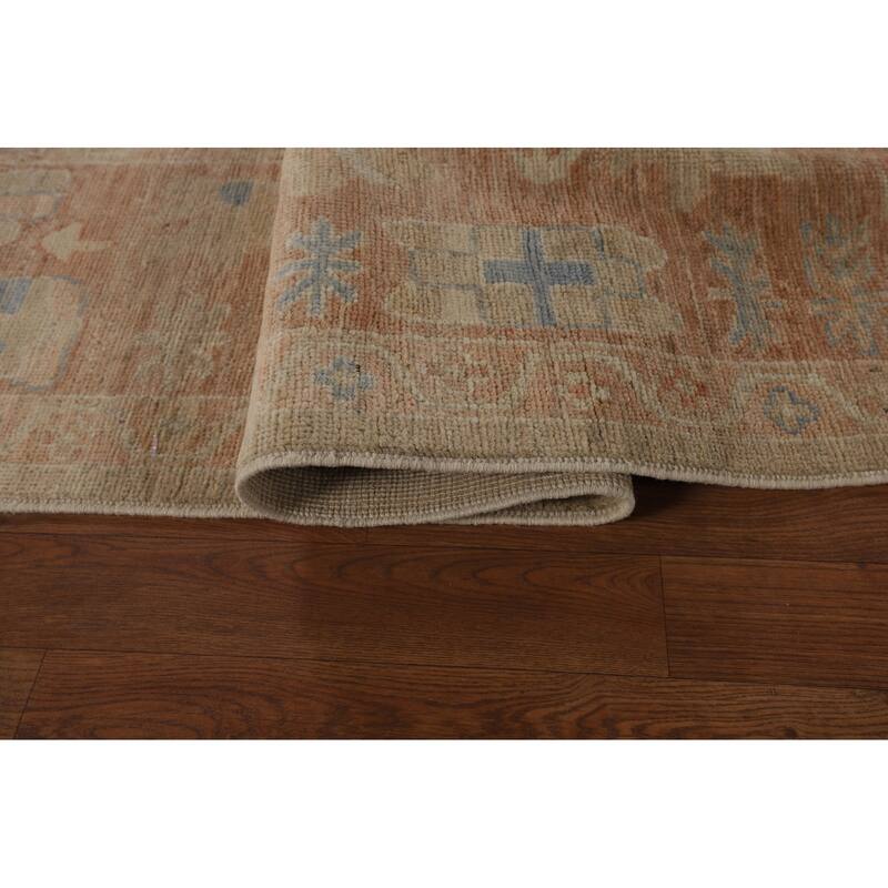 Orange Oushak Turkish Area Rug Handmade Vegetable Dyewool Carpet - 9'4"x 12'0"