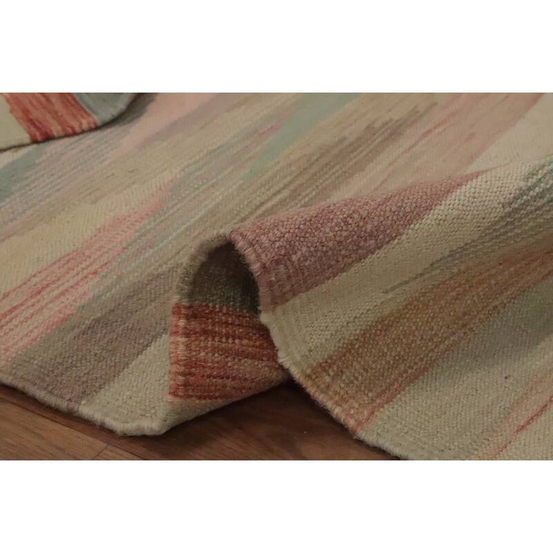 Hand Woven Oriental 100% Wool Carpet Southwestern Modern Multi-Colored Kilim Area Rug - 6' 7'' X 4' 10''
