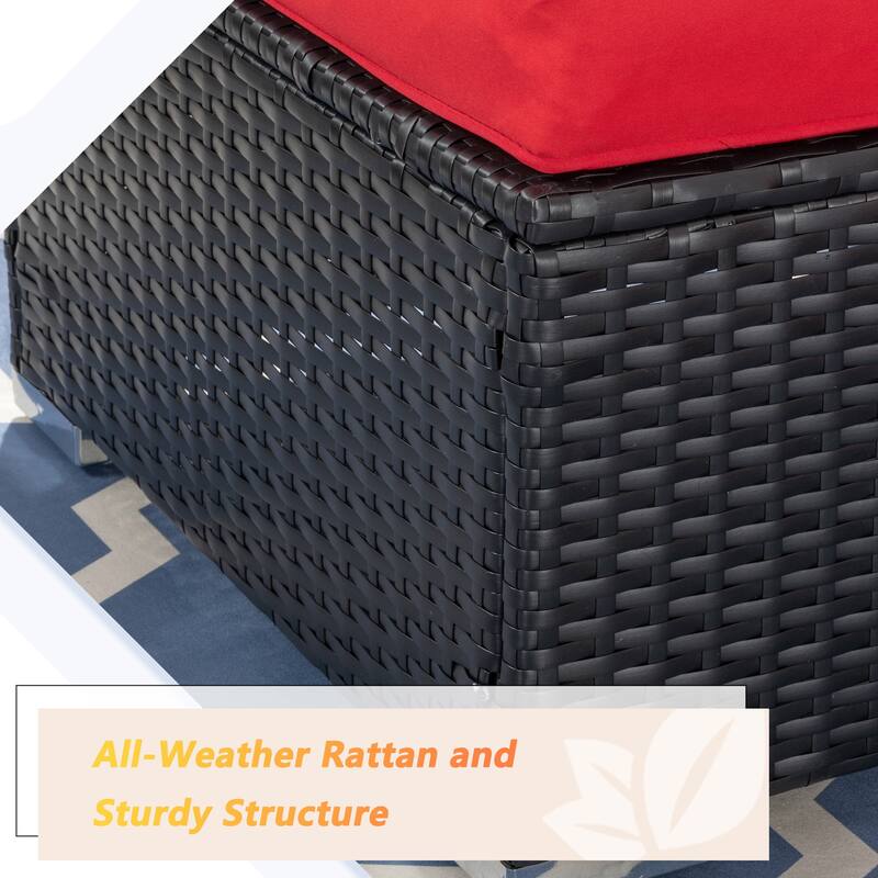 Futzca Outdoor Furniture Patio Sets,Low Back All-Weather Small Rattan Sectional Sofa