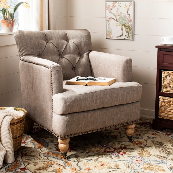 Safavieh Manchester Taupe Tufted Club Chair - 28" x 34.4" x 32.7". Opens flyout.