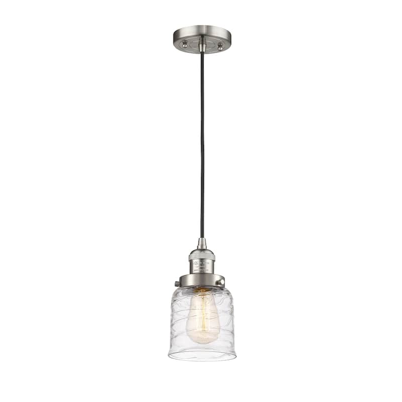 Innovations Lighting Franklin Restoration Bell - 1 Light 5" Cord Hung Mini Pendant - Deco Swirl/Brushed Satin Nickel